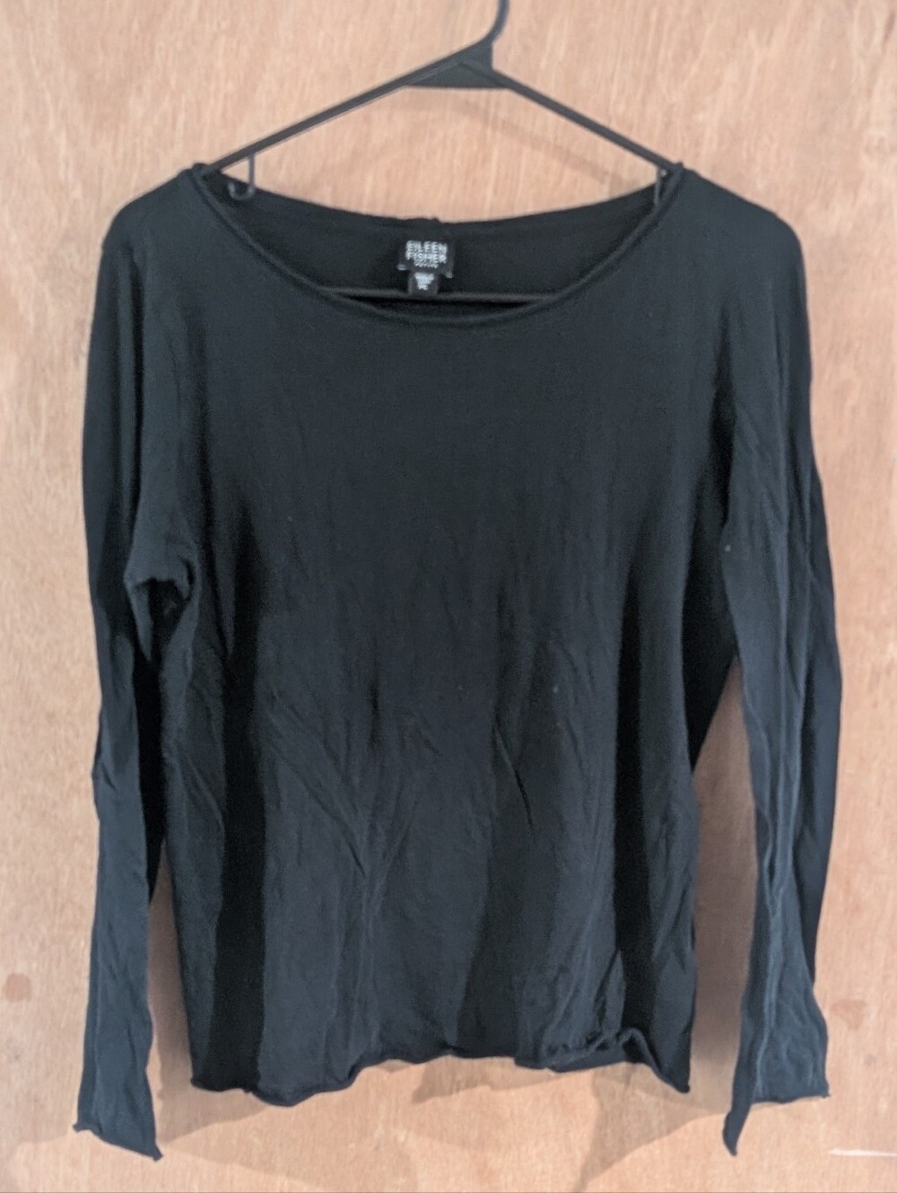 Eileen Fisher Black Long Sleeve Boatneck Top